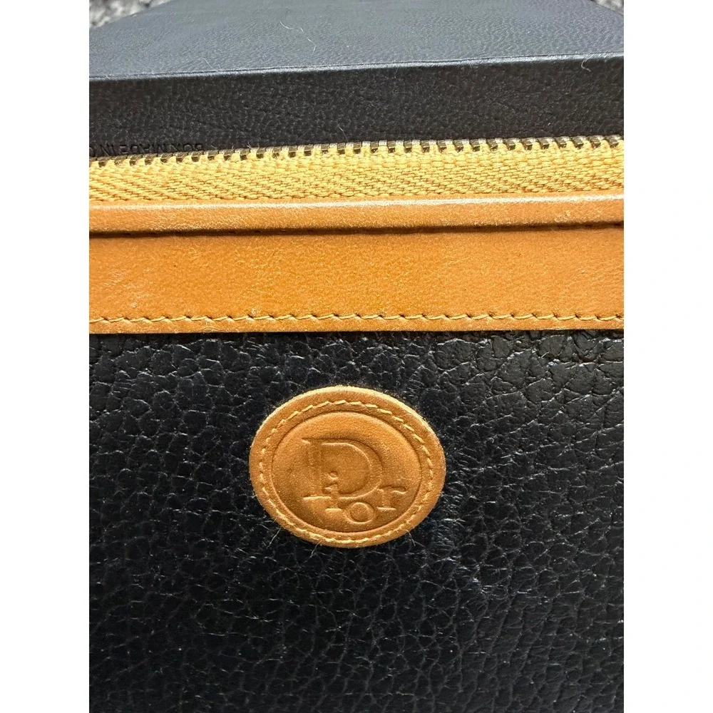 Vintage 70's 80's Christian Dior Pebbled Leather Zip-Around Continental Wallet